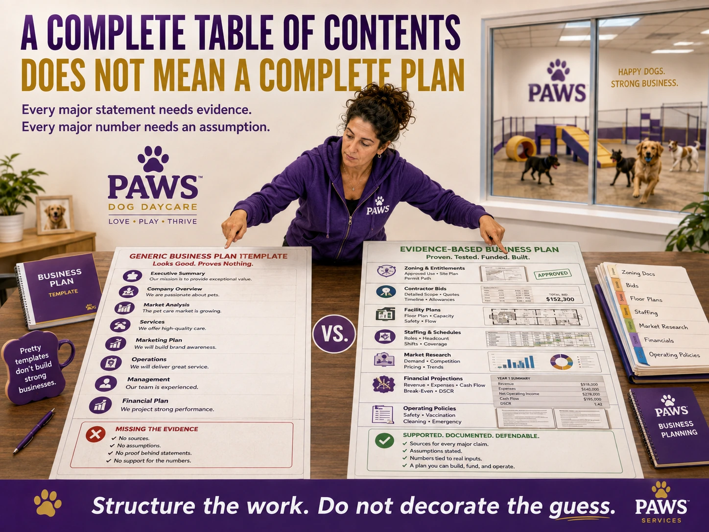 Comparison between a generic business-plan template and an evidence-based business plan