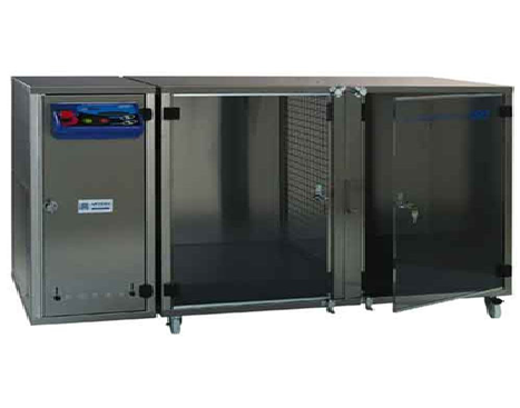 Box grooming dryer example with enclosed drying chamber.