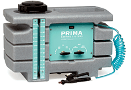Enclosed dog grooming shampoo machine used for premixed bathing solution.